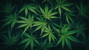 Wiet online kopen, afbeelding met wiet blaadjes